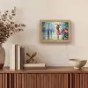 Olieverf - Paraplu - Vrouw - Straat - Kunst Light Box met kabel (Tafellamp) klein -sfeer2