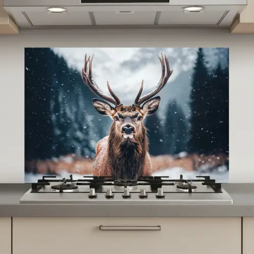 Hert - Dieren - Landschap - Winter - Sneeuw keuken achterwand spatscherm klein -3d_website