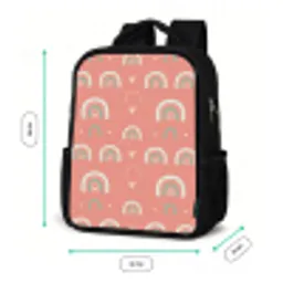 Regenboog - Hartjes - Patronen - Girl - Roze - Kinderen Rugzak - Zwart middel -productfoto_formaten
