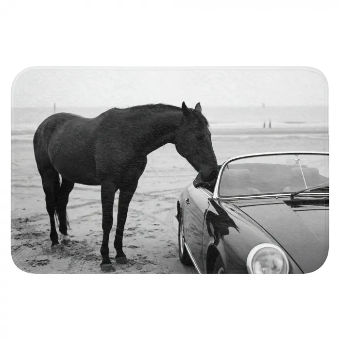 Paard - Auto - Zwart - Wit WCmat klein -3d