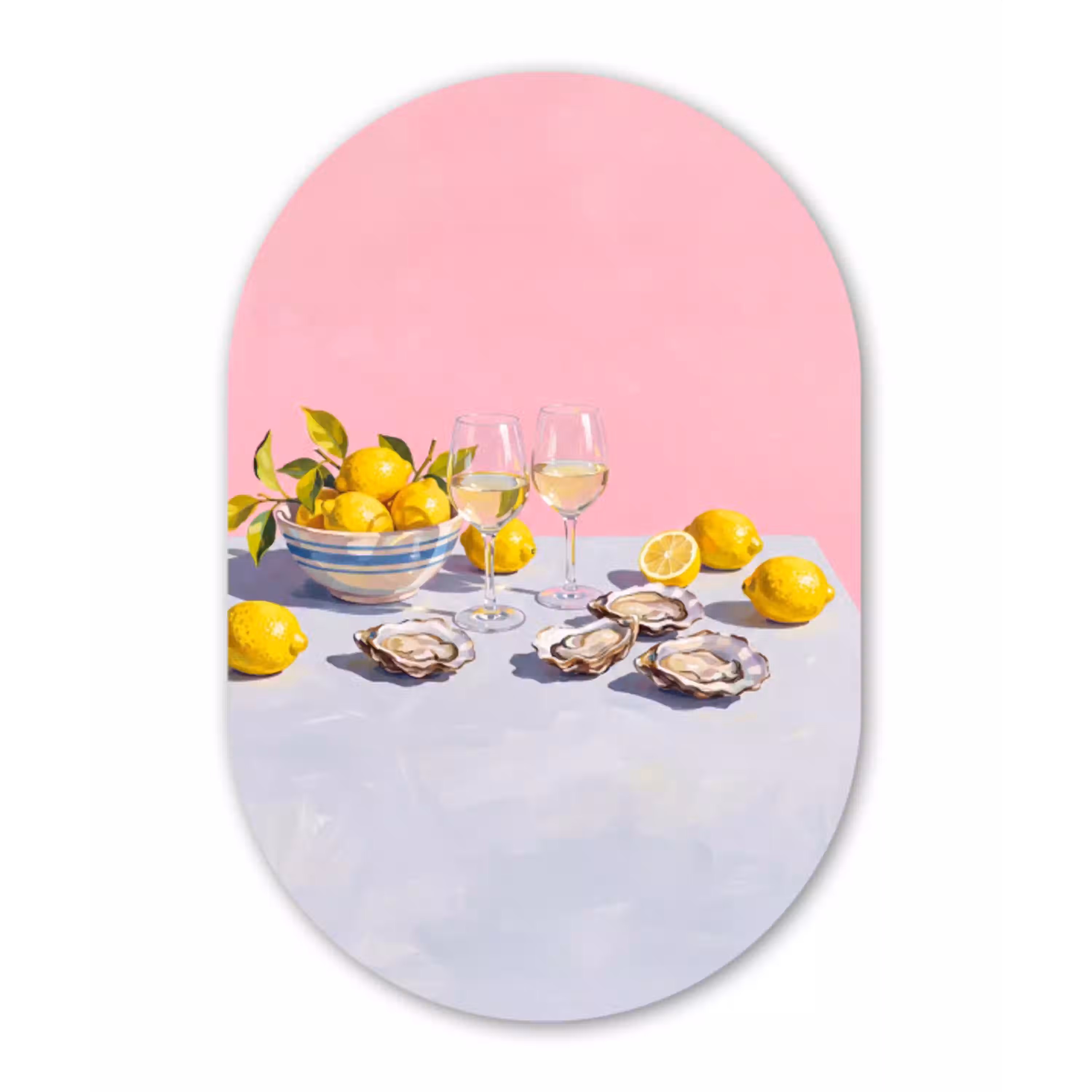 Citroen - Wijn - Eten Wandcirkel Ovaal Aluminium middel -3d
