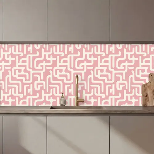 Doolhofpatroon - Roze - Wit - Abstract keuken achterwand 2 middel 871 zz_3dshopping
