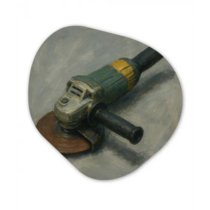 Haakse slijper - Schilderij - Gereedschap Wandcirkel Organisch Forex 3mm klein -3d
