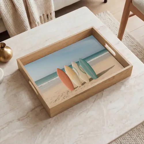 Strand - Surfbord - Pastel Dienblad Rechthoek middel -sfeer1