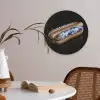 Hotdog - Porselein - Delfts blauw - Eten Akoestische PET Vilt - Rond klein -sfeer3