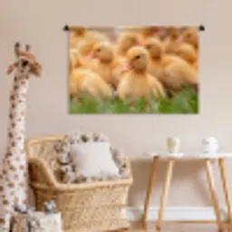 Pijltje - Eend - Natuur - Geel Wandkleed katoen middel -wsfeer5_kind