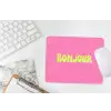 Roze - Groene bonjour - Organisch muismat rubber klein -witbureau