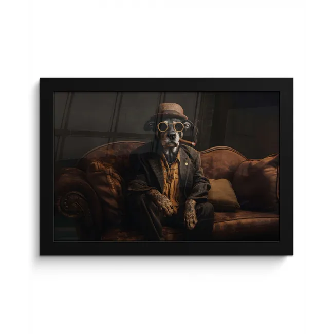 Hond - Sigaar - Hoed - Pak fotolijst zwart zonder passe partout klein -3d