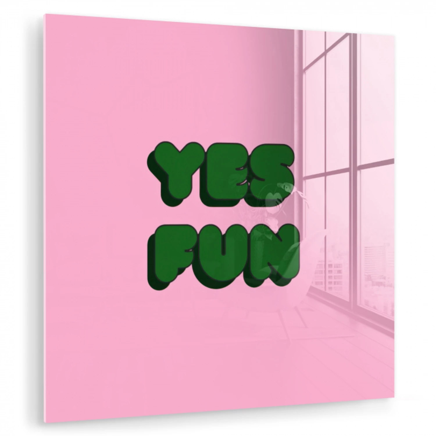Yes fun - Groen - Roze plexiglas 5mm klein -zzzproduct_nieuw