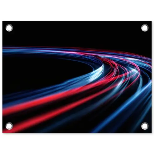 Gaming - Lichtbanen - Golvend - Rood tuinposter los doek klein -3d