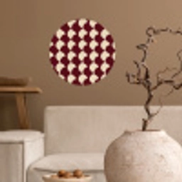 Rood - Tegelpatroon - Crème Wandcirkel behangsticker klein 186 -sfeer1