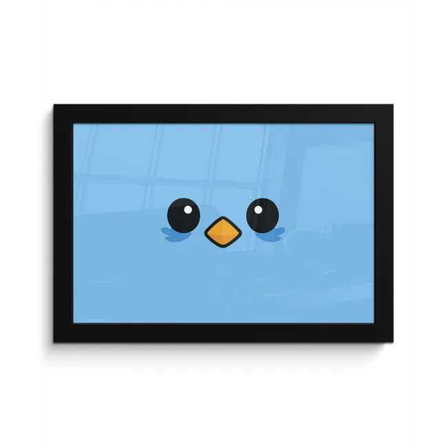 Vogel - Blauw - Eenvoudig fotolijst zwart zonder passe partout klein -3d