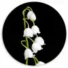 Lelietjes van dalen - Bloemen - Zwart - Flora Wandcirkel kunststof plaat 5mm dik klein -3d