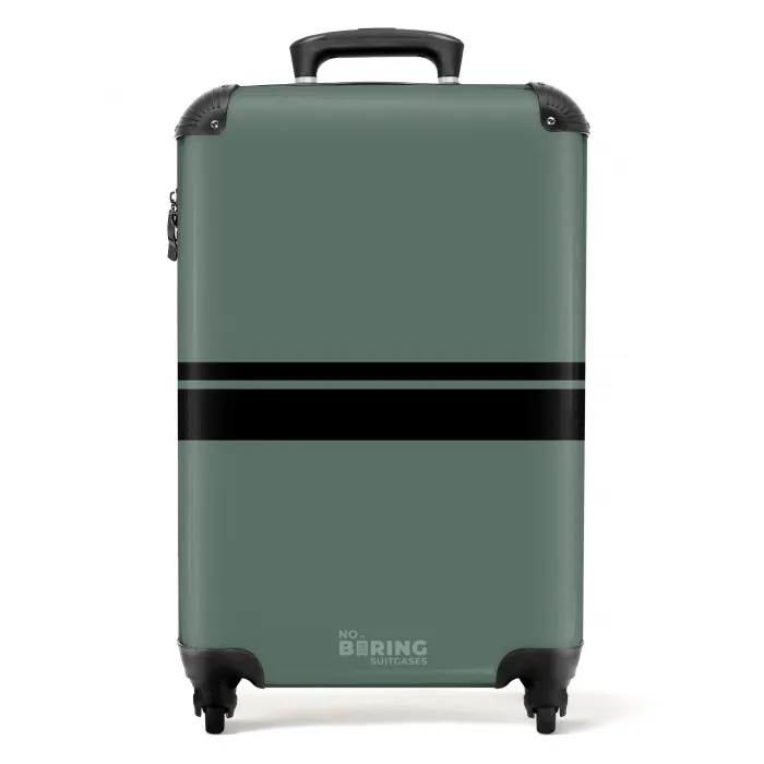 Groene achtergrond met dubbele horizontale strepen NBS - Handbagage koffer - Volwassenen Unisex middel -productfoto_recht