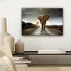 Olifant - Weg - Dieren - Zonsondergang - Landschap canvas 2cm klein -sfeer6