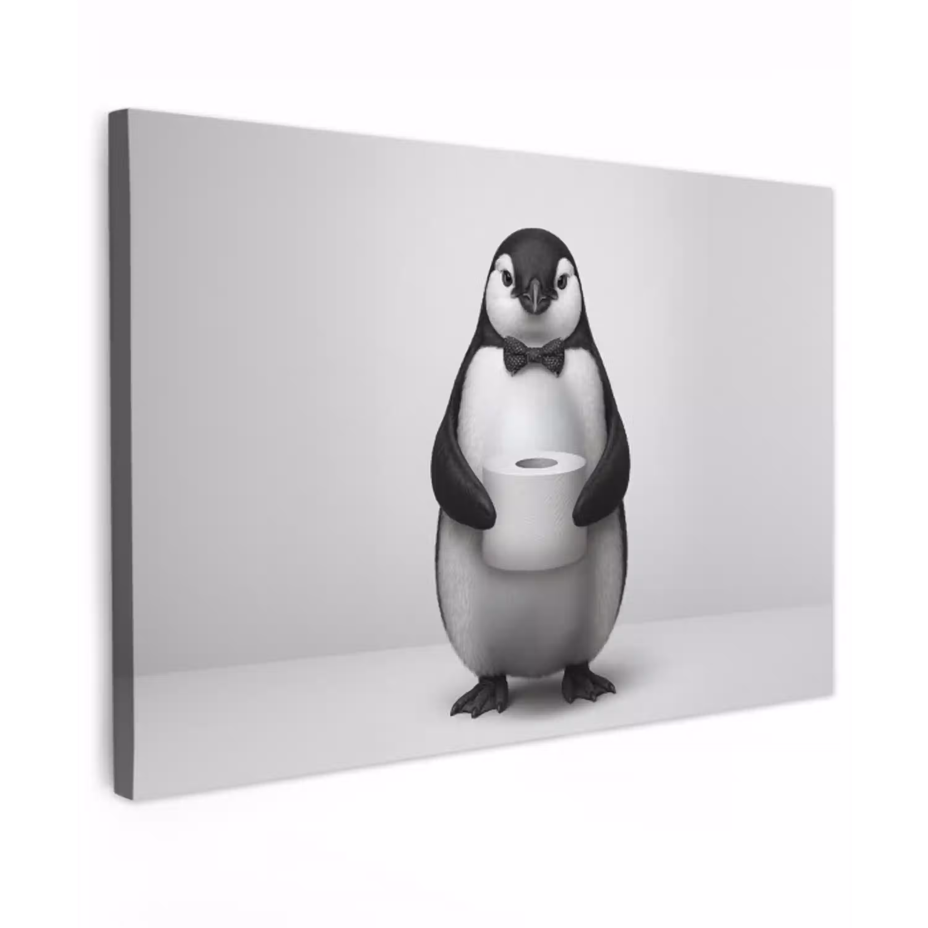 Pinguïn - WC rol - Wit canvas 2cm klein -z3d