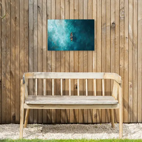 Bootje - Water - Blauw Tuinposter op houten frame 2 cm dik klein -sfeer4