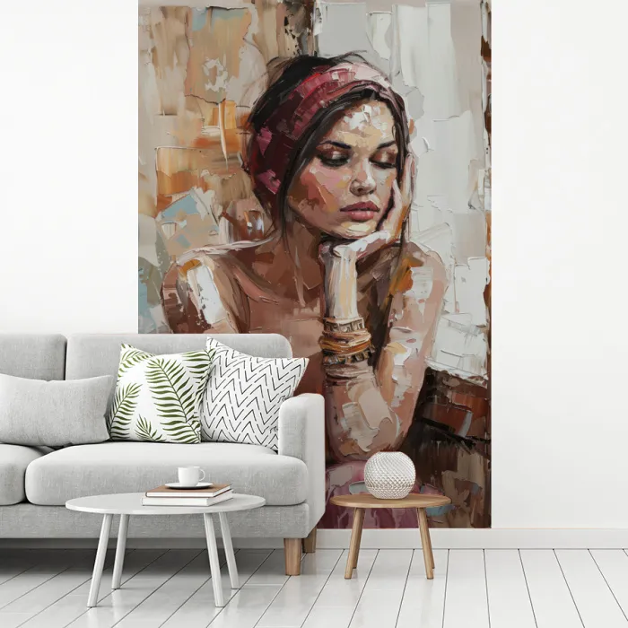 Vrouw - Verflook - Portret - Modern fotobehang vinyl groot -woonkamer