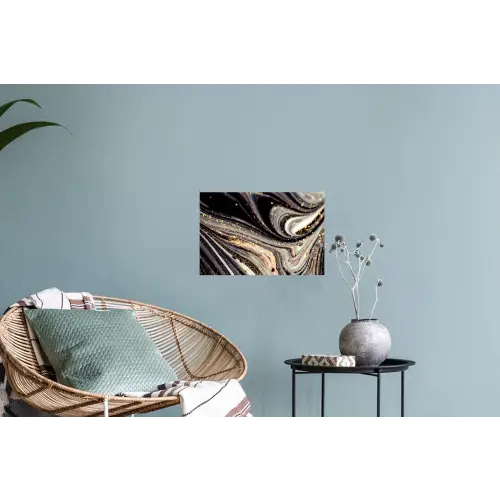 Marmerlook - Zwart - Goud - Wit - Glitter - Marmer Muursticker klein -plant