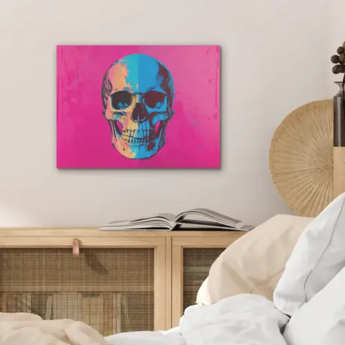 Neon - Blauw - Pop-art - Schedel PET vilt klein -sfeer3