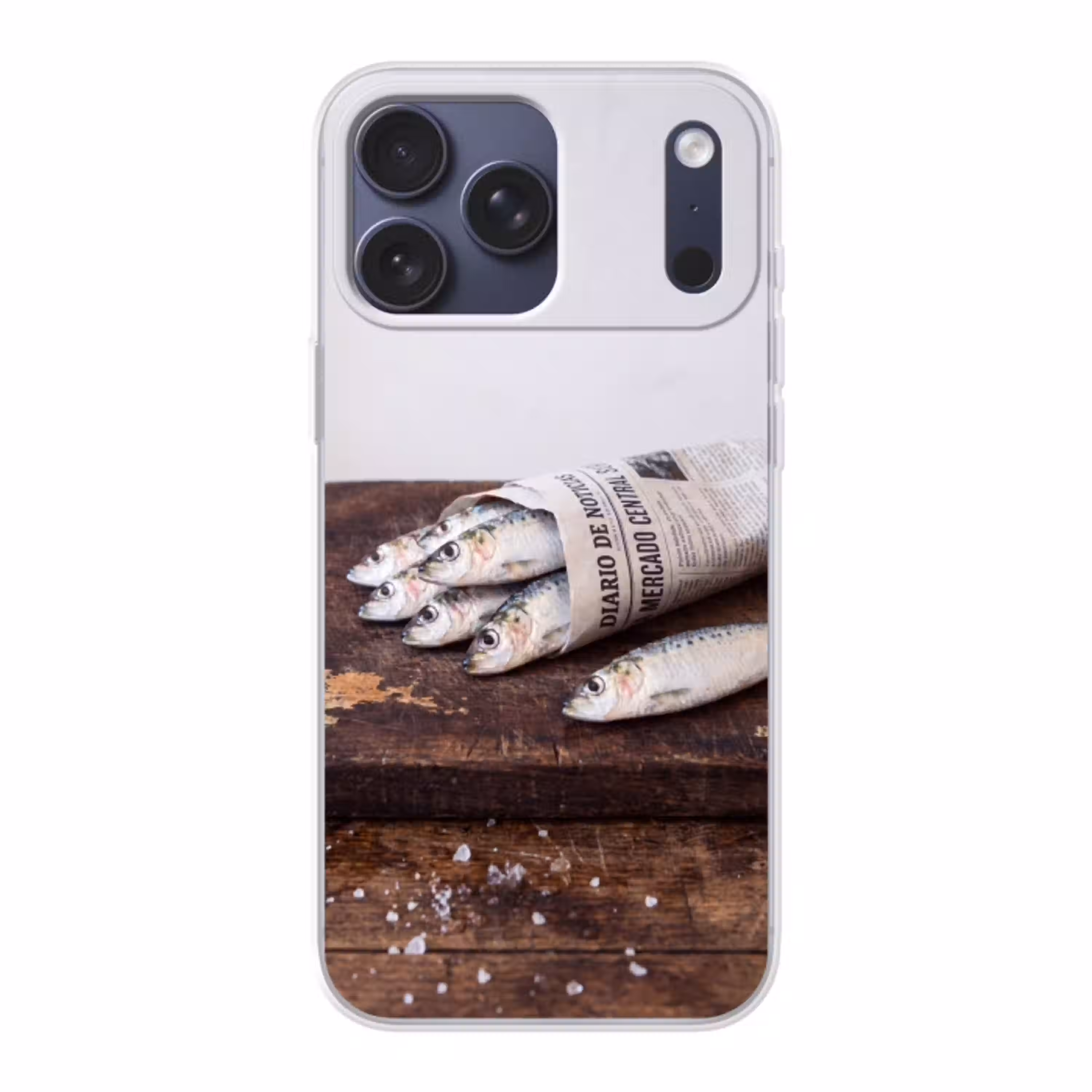 Sardientje - krant - snijplank Telefoonhoesje iPhone 17 Pro Max klein -3d