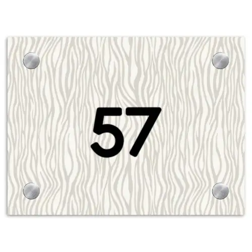 Beige golvende strepen - Traditioneel Naambord Rechthoek middel -3d