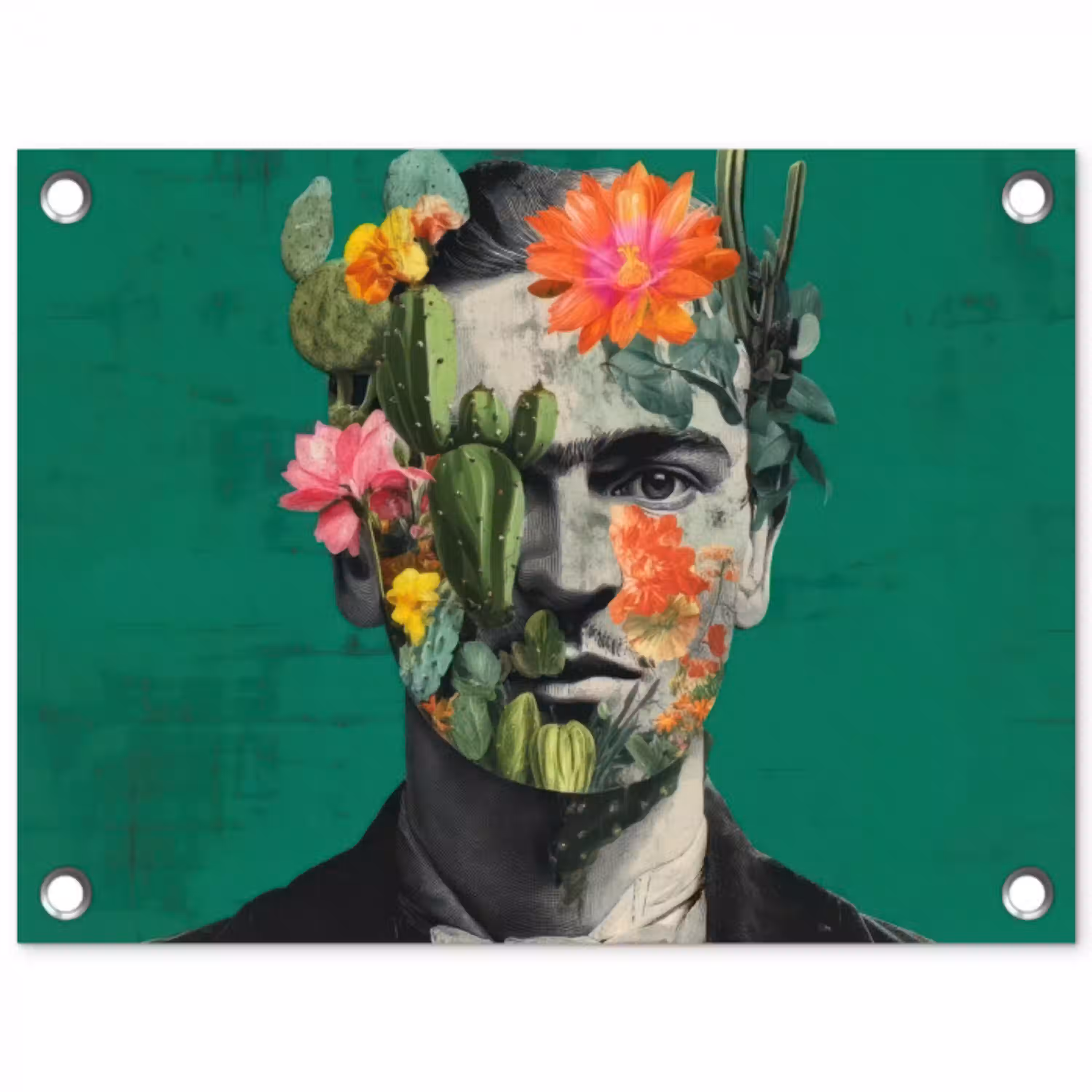 Man - Planten - Groen tuinposter los doek klein -3d