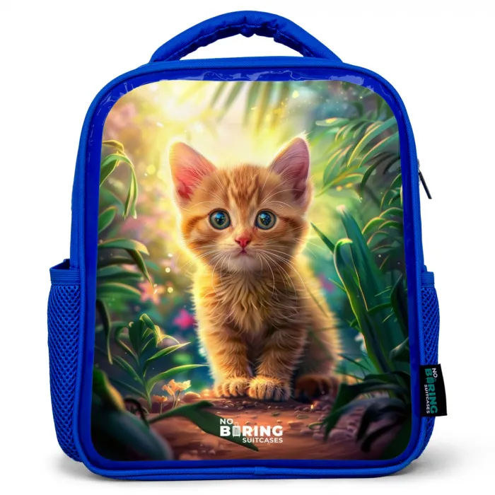 Kees kitten Kinderrugzak - Blauw middel -3d