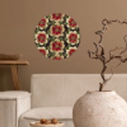 Bloemen - Klassiek - Patroon - Rood Wandcirkel behangsticker klein 186 -sfeer1