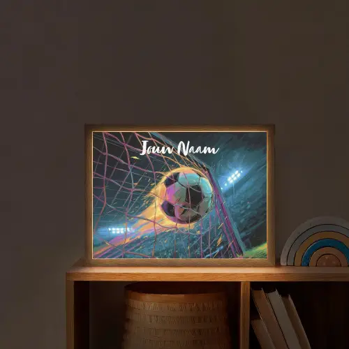 Neon - Net - Voetbal - Kleurrijk Light Box met batterij (Wandlamp kind) middel -sfeer1_kind