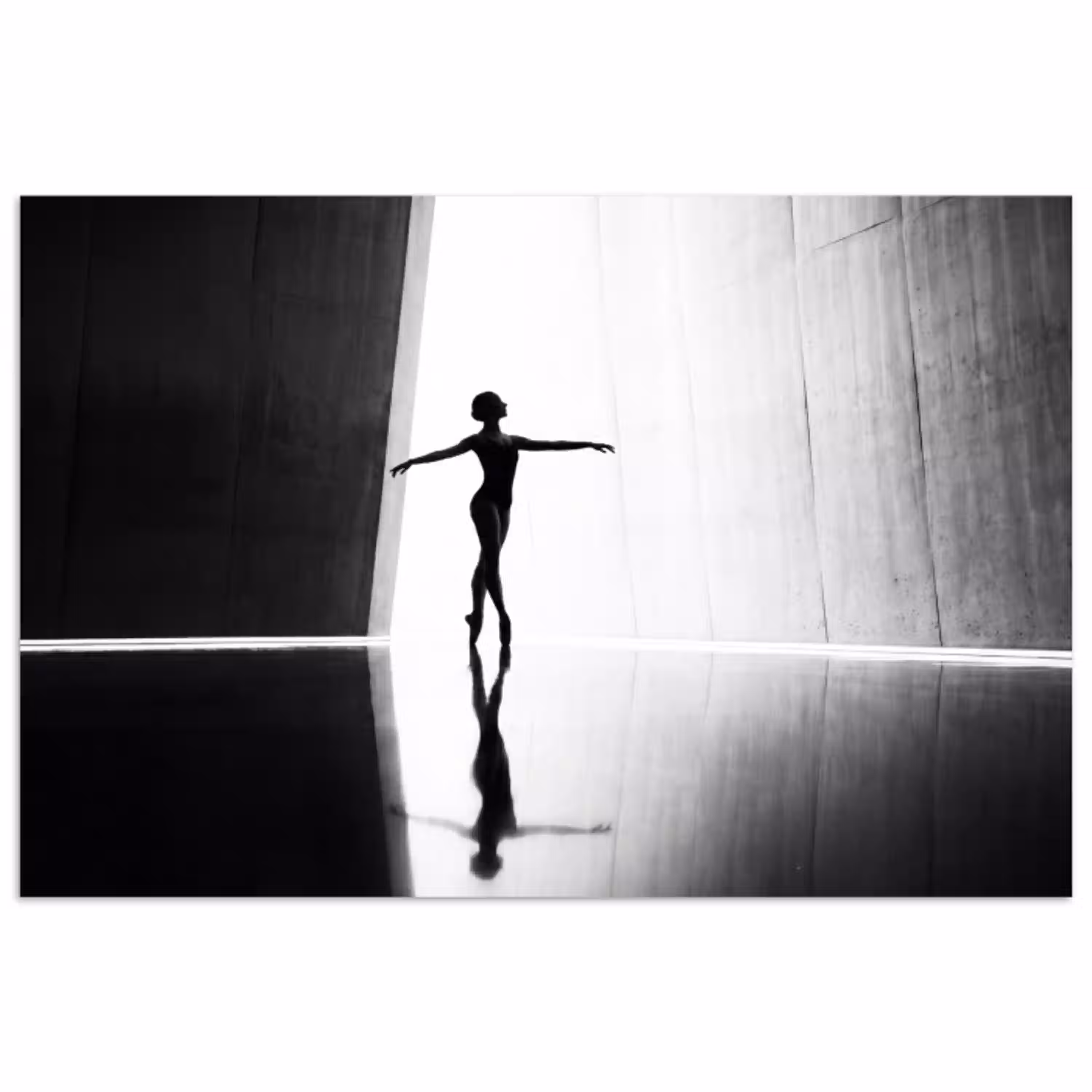 Danser - Silhouette - Kunst - Modern - Zwart-wit poster papier klein -3d