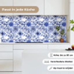 Bloemen - Blauw - Patroon - Wit keuken achterwand 2 middel 871 -sfeer4_DE