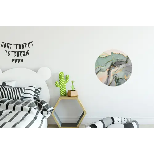 Goud - Marmer - Groen - luxe - Glitter - Marmerlook Wandcirkel aluminium klein -kinderkamer
