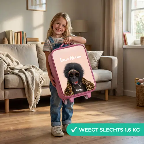 Aap met Loly Kinderkoffer - Roze klein -sfeer2_NL