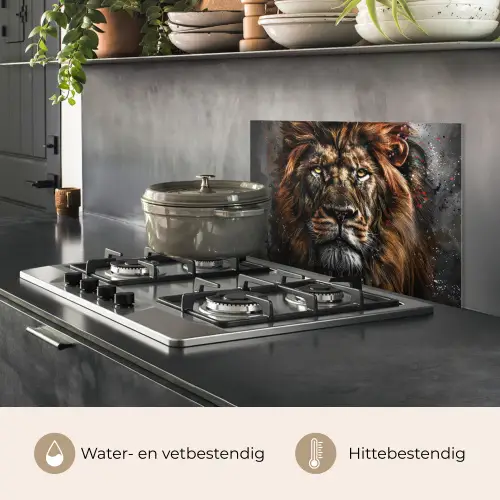 Leeuw - Dieren - Portret - Zwart - Luxe keuken achterwand spatscherm klein -usp_NL