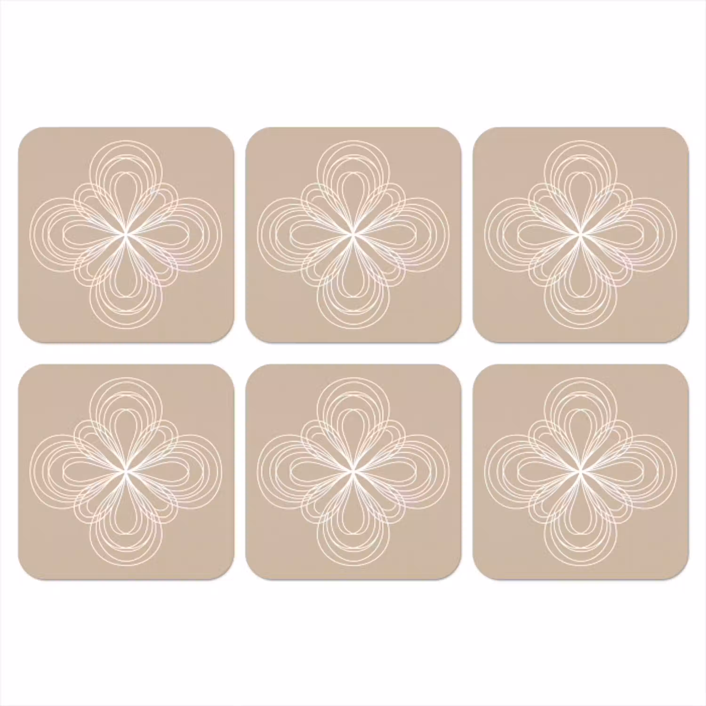 Patroon - Lijnen - Abstract - Minimalistisch - Beige onderzetter kurk middel -3d