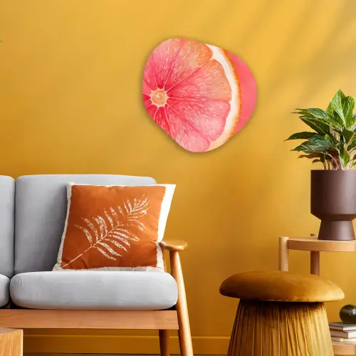 Grapefruit - Roze - Levendig Wandcirkel Organisch Forex 3mm klein -sfeer4