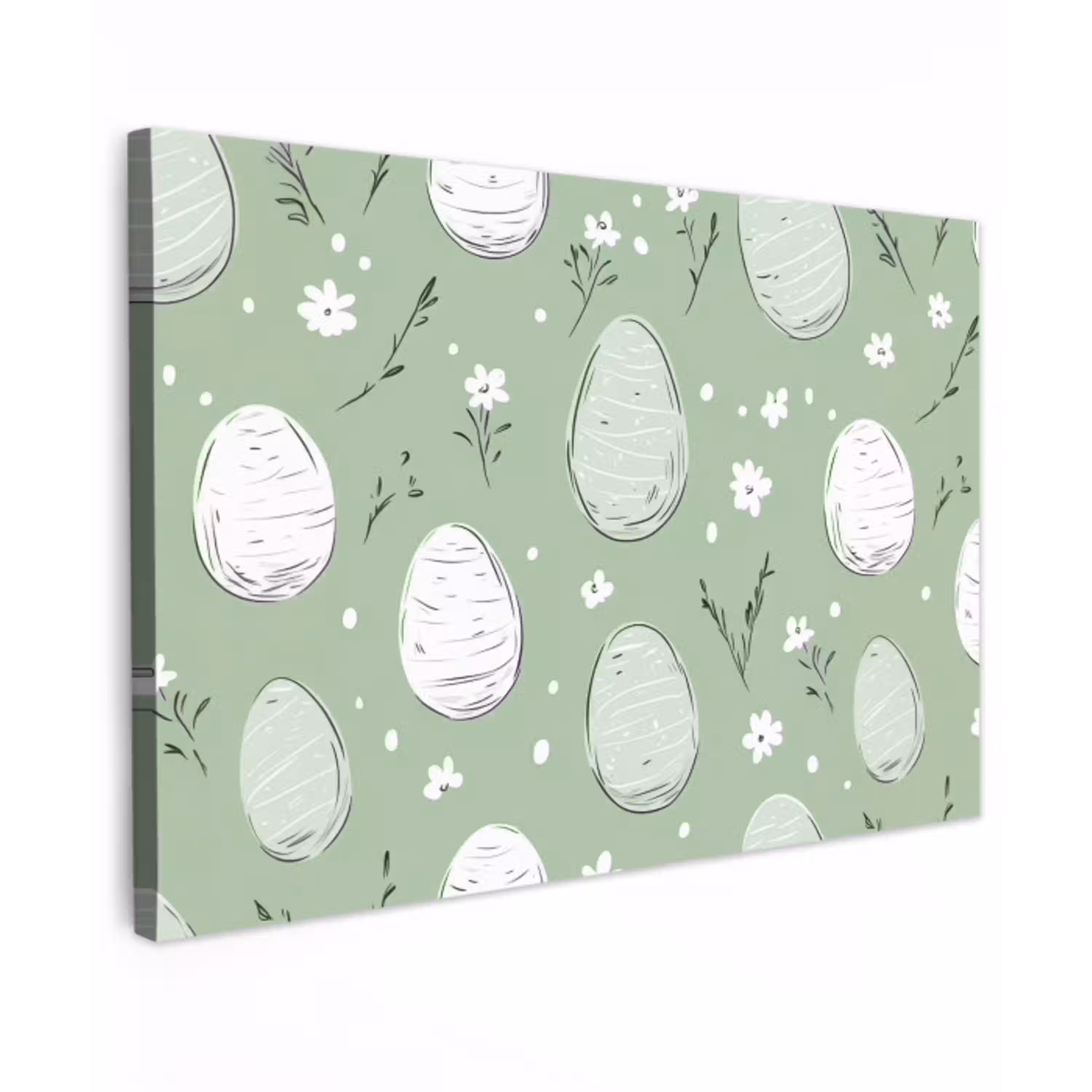 Groen - Eieren - Patroon Tuinposter op houten frame 2 cm dik klein -3d