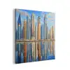 Skyline - Wolkenkrabbers - Water - Blauw aluminium wit klein -3d