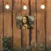 Mona Lisa - Kat - Leonardo da Vinci - Vintage - Kunstwerk - Oude meesters - Schilderij tuinposter los doek klein -sfeer1
