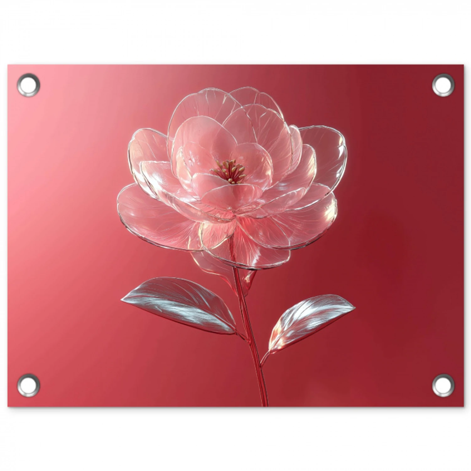 Sierlijk - Bloem - Roze - Glazen tuinposter los doek klein -3d