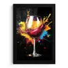 Wijn - Glas - Graffiti - Borrel - Rood - Verf fotolijst zwart zonder passe partout klein -3d