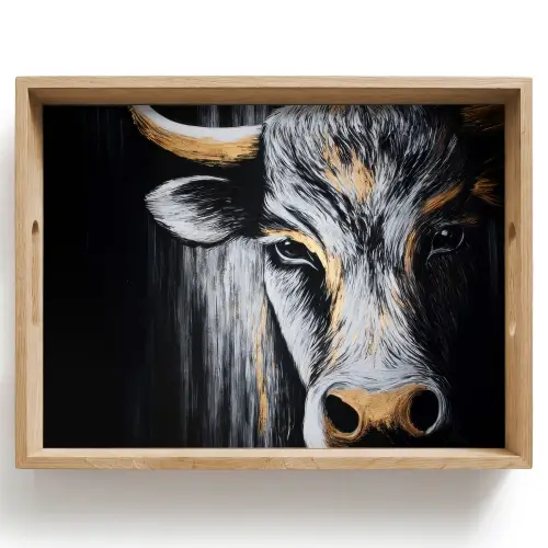 Stier - Hoorns - Snuit - Goud Dienblad Rechthoek middel -z3d_shopping