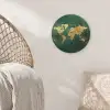 Wereldkaart - Groen - Goud Akoestische PET Vilt - Rond klein -sfeer4