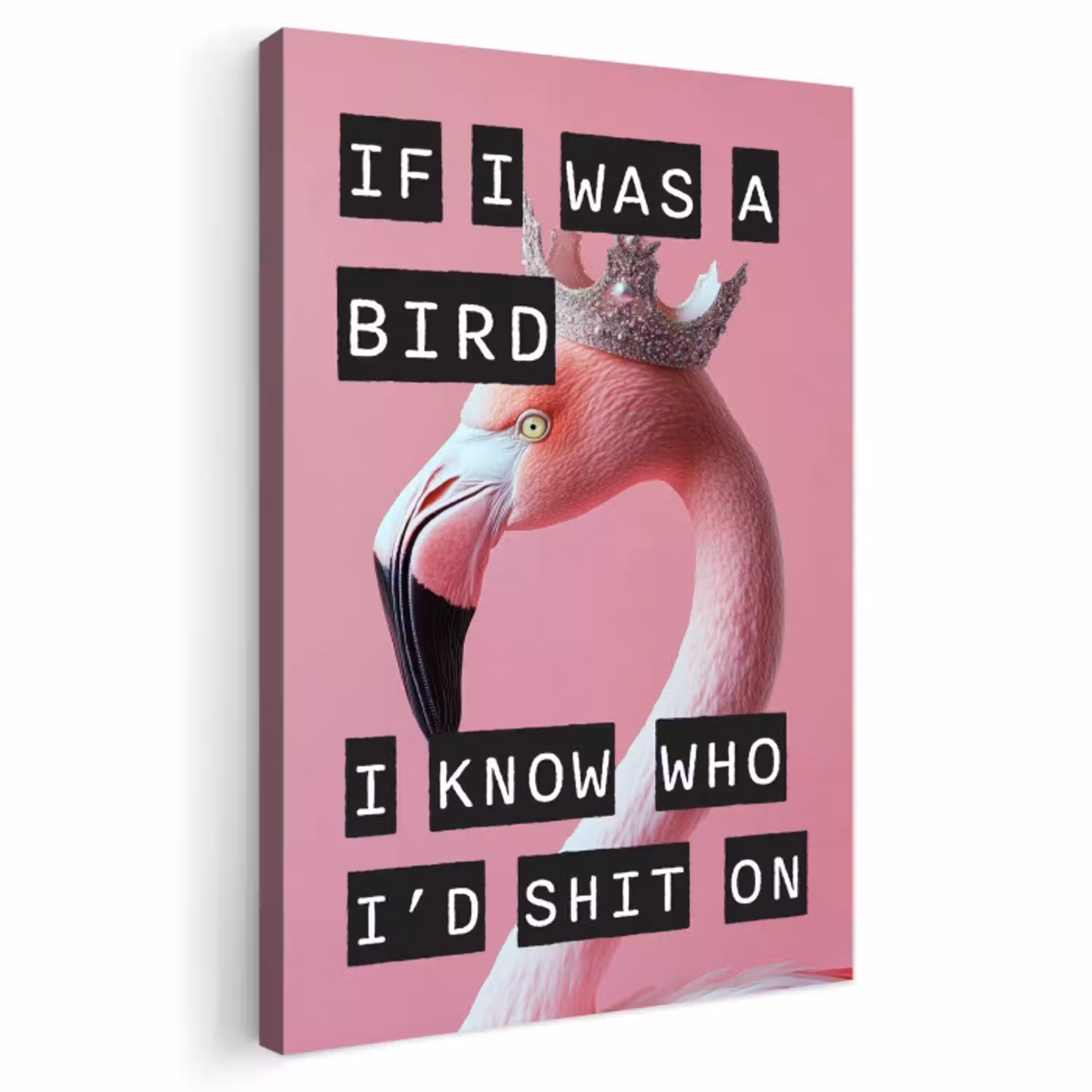 Flamingo - Roze - Vogel - Decoratie Tuinposter op houten frame 2 cm dik klein -3d