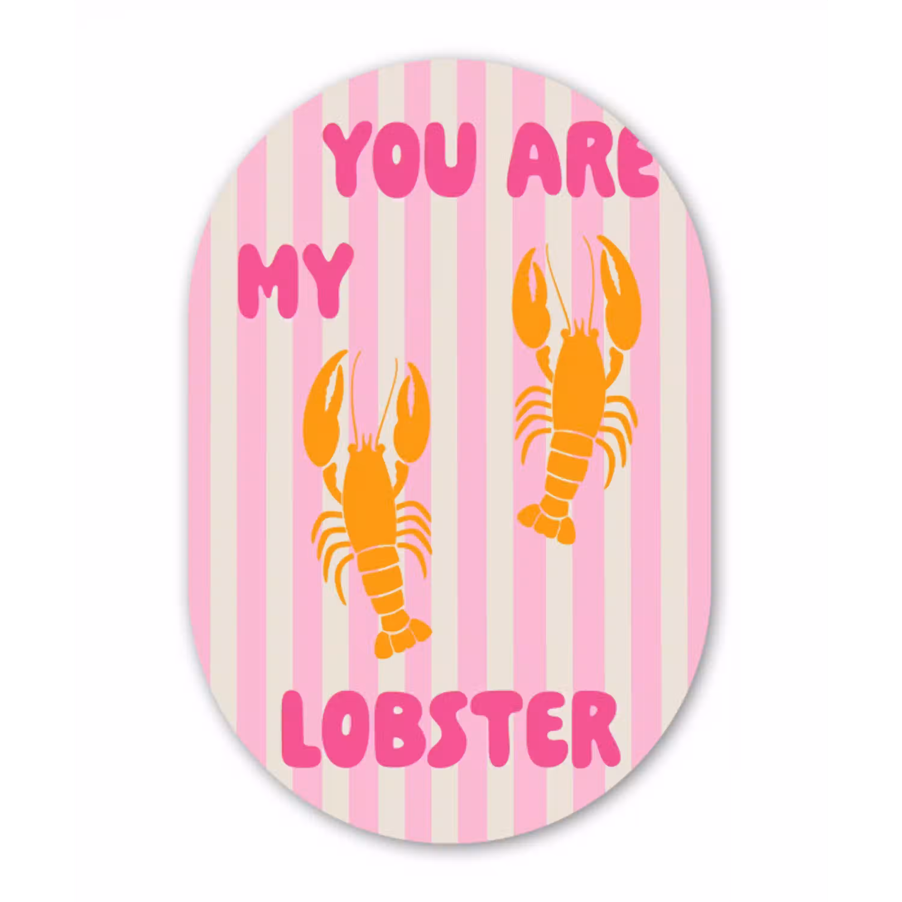 Lobster - Love - Valentijn Wandcirkel Ovaal Glas middel -3d