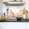 Bloemen - Huizen - Dorp Inductie beschemer met haakjes klein -sfeer2