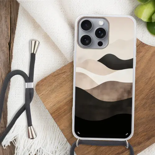 Abstract - Landschap - Golven - Crèmekleur Hoesje iPhone 16 Pro Max met koord klein -sfeer4