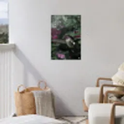 Kolibrie - Paars - Rozen tuinposter los doek klein -sfeer8