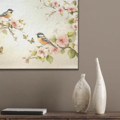Takken - Bloemen - Vogeltjes - Roze PET vilt klein -sfeer6_closeup